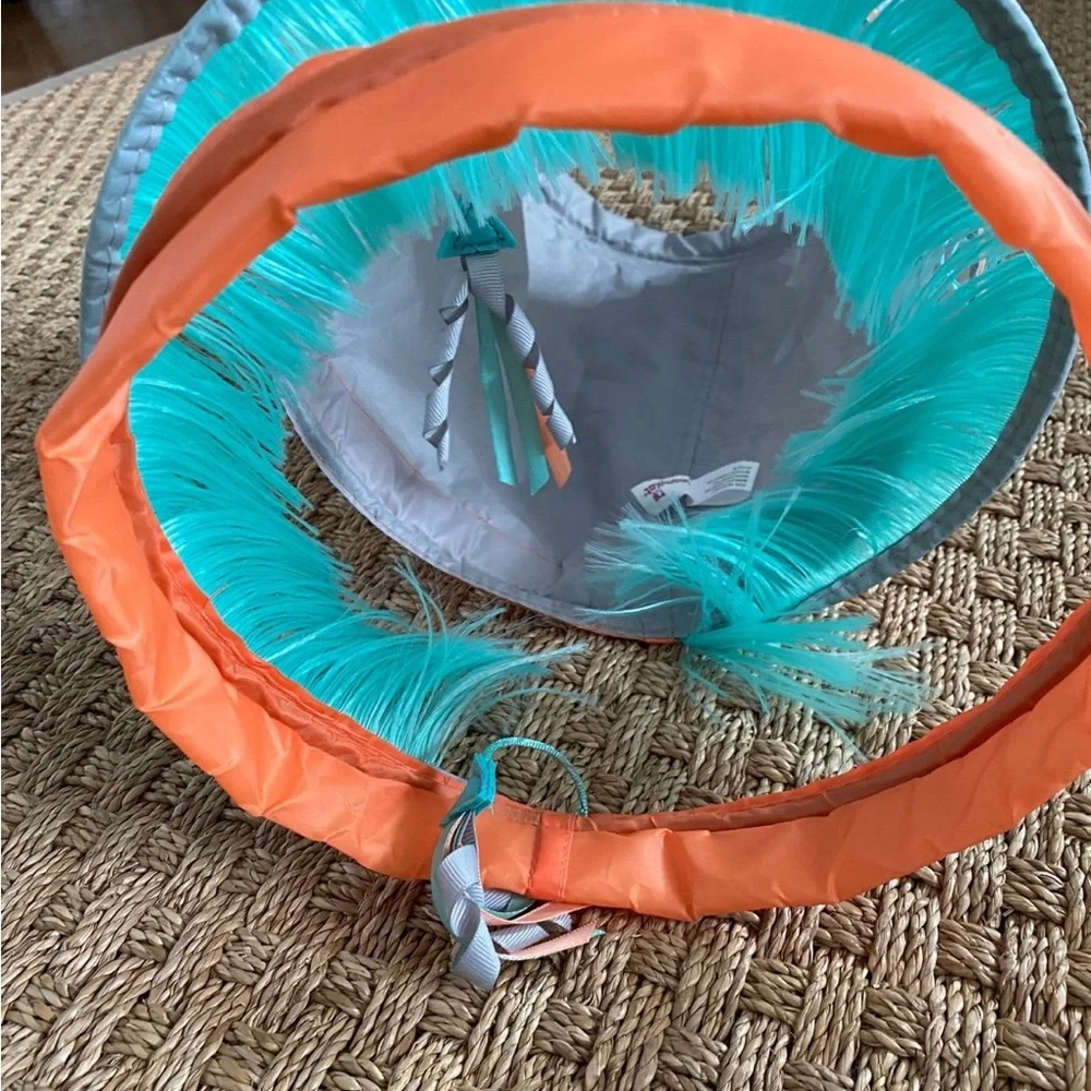 small cat tunnel with feathers